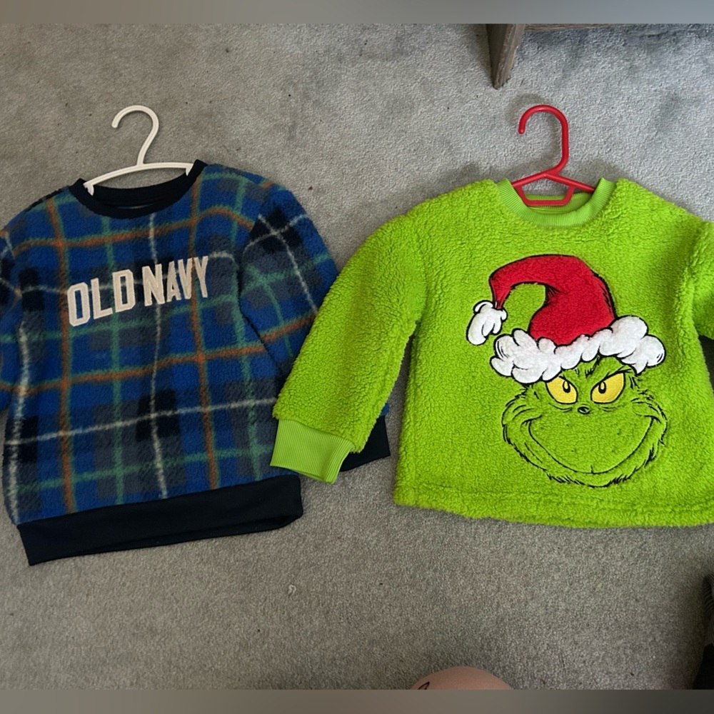Two toddler fluffy sweaters